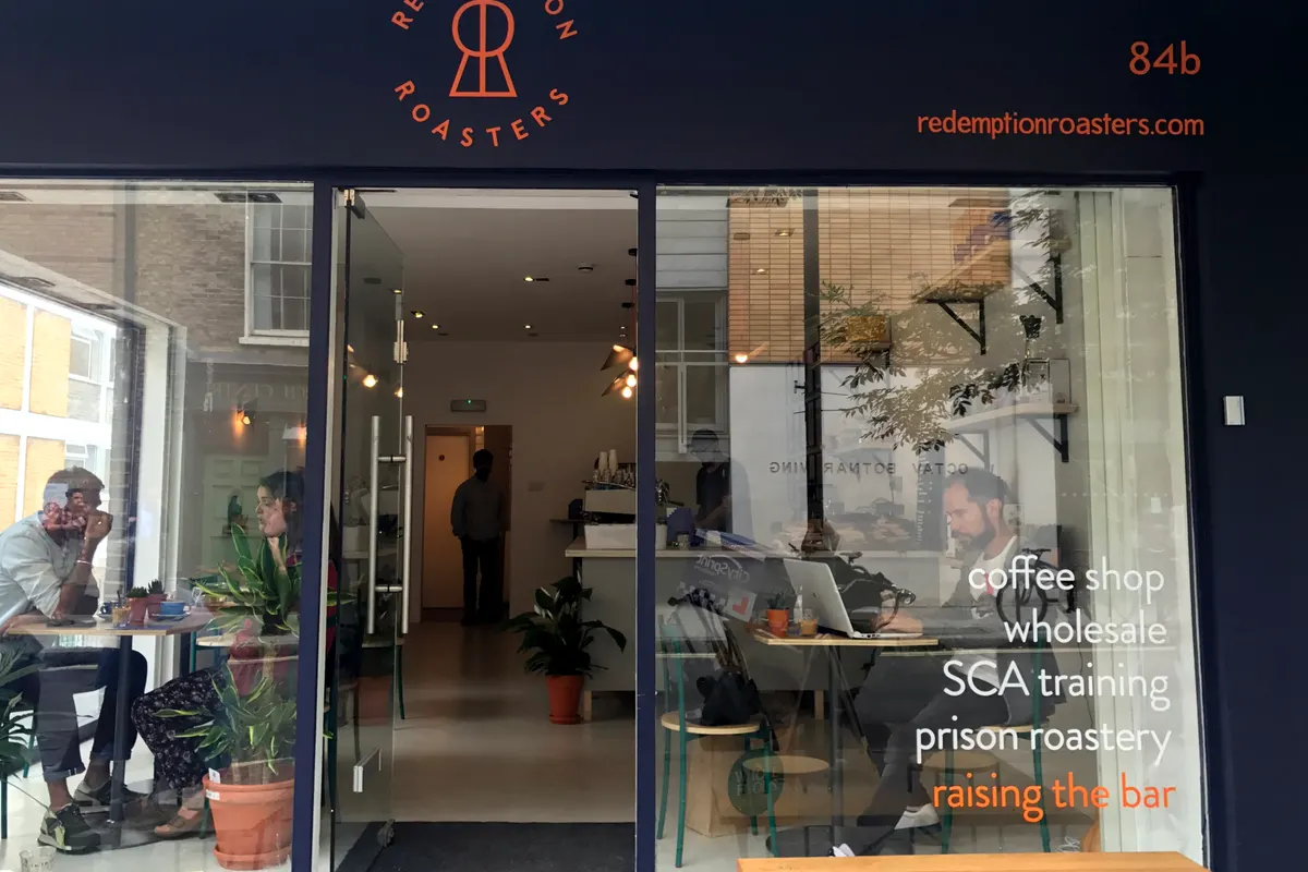 Redemption Roasters’ shopfront on Lamb’s Conduit Street